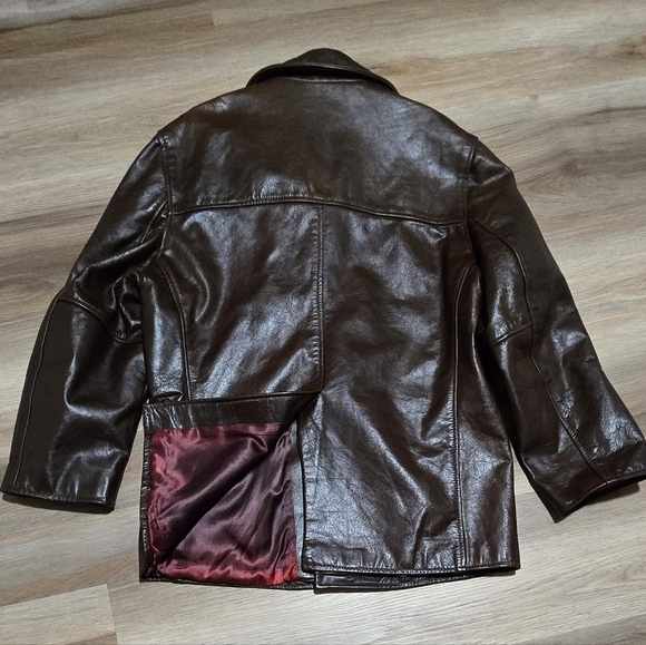 Oscar Leopold Cuir Leather Chocolate Brown Boho Hippie 70's Jacket Size L - Picture 2 of 16